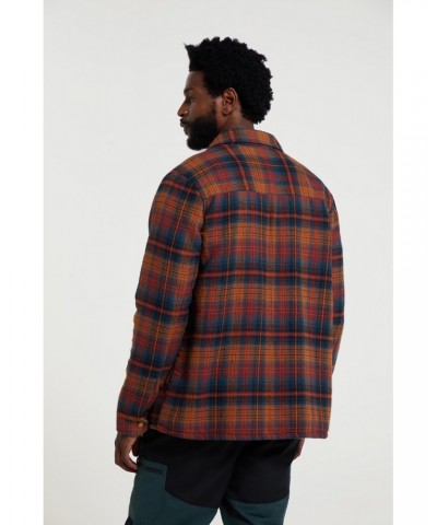 Pinn Mens Sherpa Lined Flannel Shirt Rust $27.49 Tops