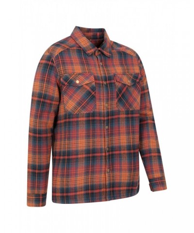 Pinn Mens Sherpa Lined Flannel Shirt Rust $27.49 Tops