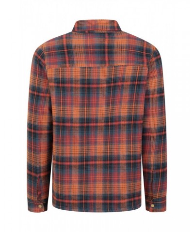 Pinn Mens Sherpa Lined Flannel Shirt Rust $27.49 Tops