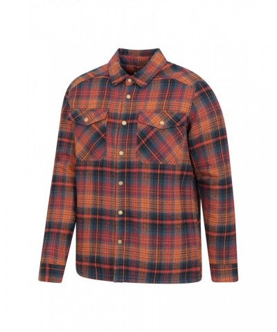 Pinn Mens Sherpa Lined Flannel Shirt Rust $27.49 Tops