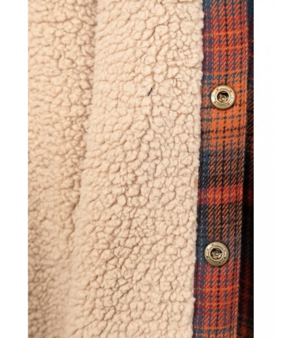 Pinn Mens Sherpa Lined Flannel Shirt Rust $27.49 Tops