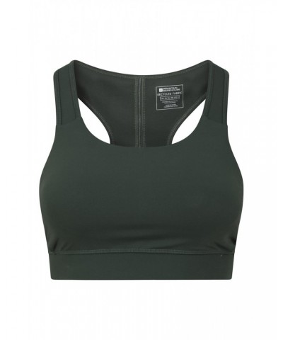 Recycled Mid-Support Womens Sports Bra Dark Green $17.39 Active