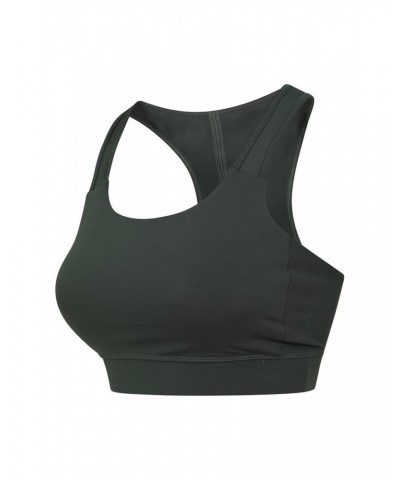 Recycled Mid-Support Womens Sports Bra Dark Green $17.39 Active