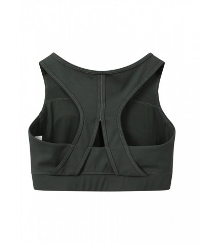 Recycled Mid-Support Womens Sports Bra Dark Green $17.39 Active