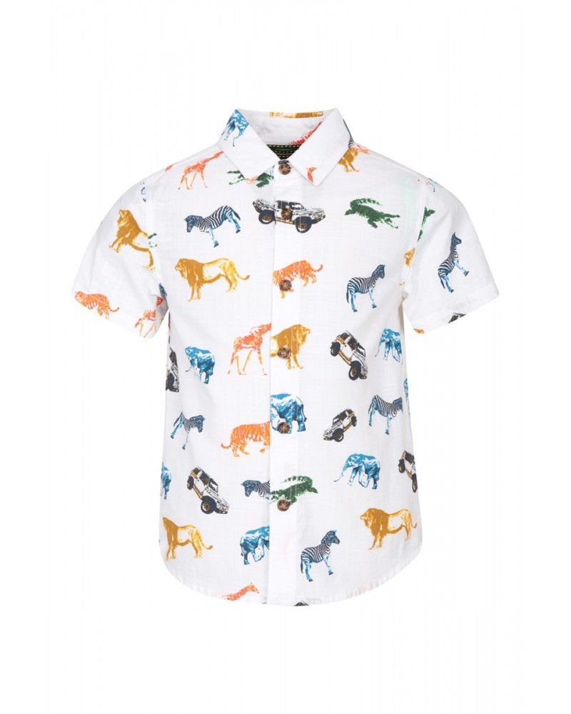 Animal Safari Kids Printed Shirt White $12.64 Tops