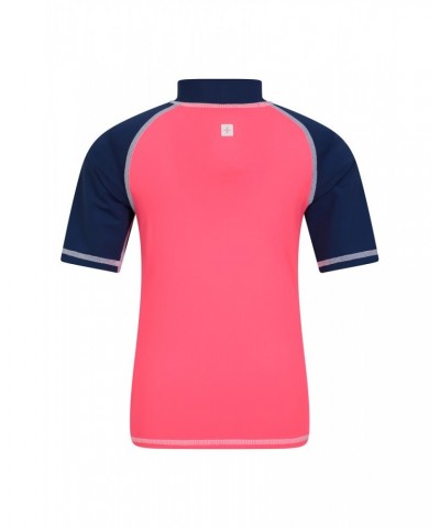 Short Sleeved Kids Rash Guard Fuchsia $17.99 Swimwear