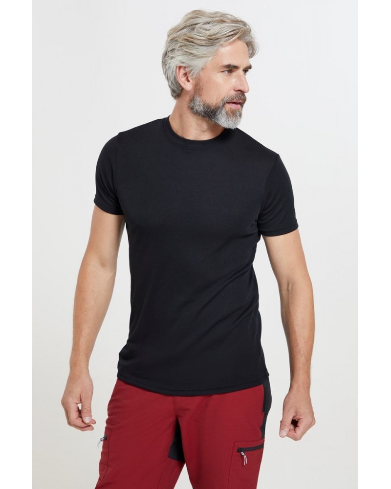 Talus Mens Short Sleeved Round Neck Top Black $11.95 Thermals