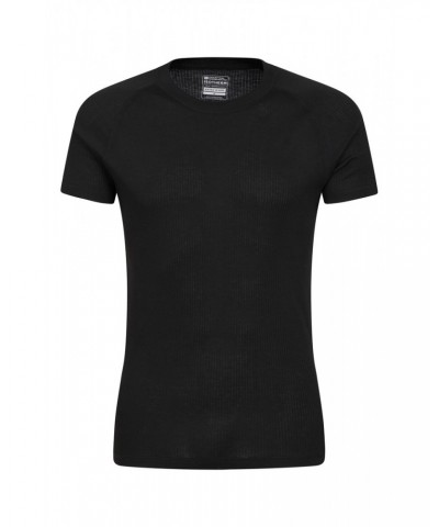 Talus Mens Short Sleeved Round Neck Top Black $11.95 Thermals