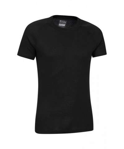 Talus Mens Short Sleeved Round Neck Top Black $11.95 Thermals