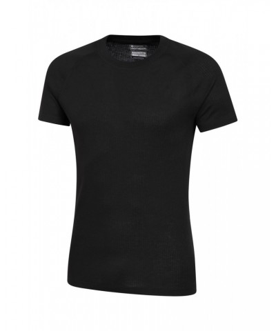 Talus Mens Short Sleeved Round Neck Top Black $11.95 Thermals