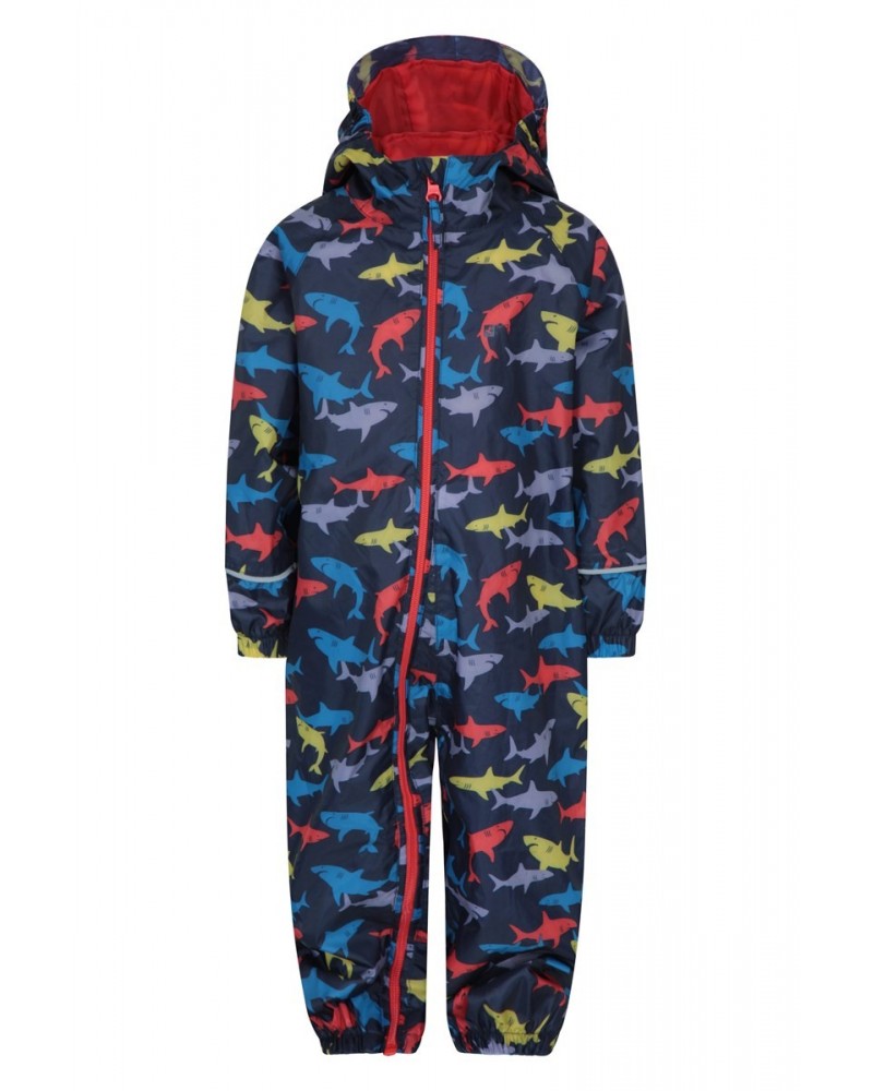 Puddle Kids Printed Waterproof Rain Suit Two Tone Blue $19.94 Babywear