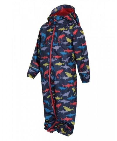 Puddle Kids Printed Waterproof Rain Suit Two Tone Blue $19.94 Babywear