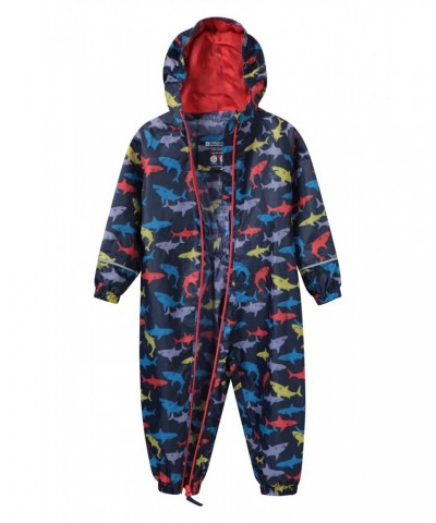 Puddle Kids Printed Waterproof Rain Suit Two Tone Blue $19.94 Babywear