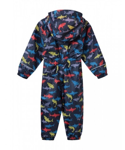 Puddle Kids Printed Waterproof Rain Suit Two Tone Blue $19.94 Babywear