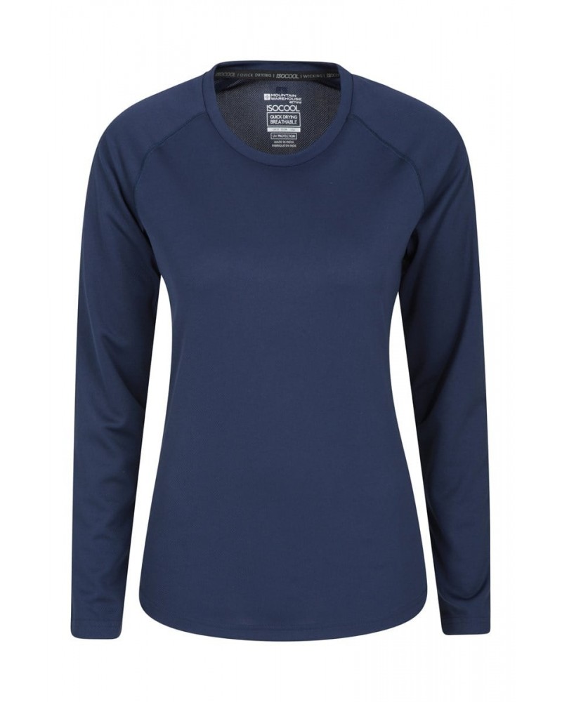 Quick Dry Womens Long Sleeve Top Navy $14.30 Active