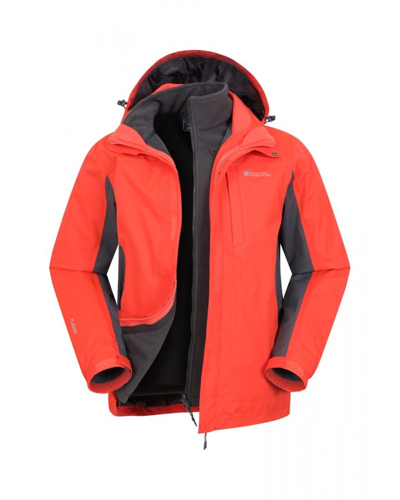 Thunderstorm Mens 3 in 1 Waterproof Jacket Bright Orange $34.10 Jackets