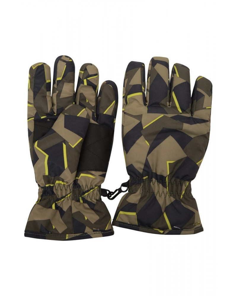 Printed Kids Ski Gloves Khaki $10.99 Accessories