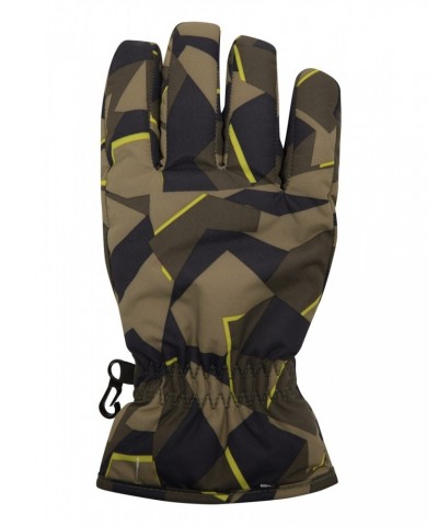 Printed Kids Ski Gloves Khaki $10.99 Accessories