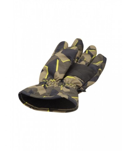 Printed Kids Ski Gloves Khaki $10.99 Accessories