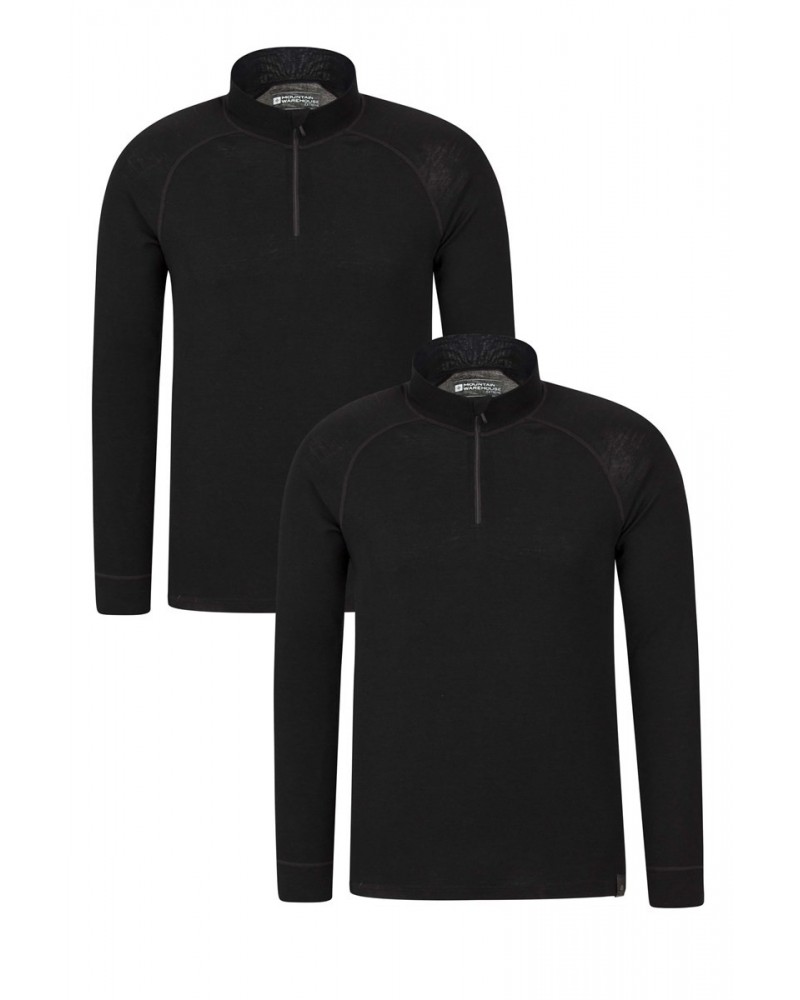 Merino Mens Base Layer Top Multipack Black $38.40 Thermals