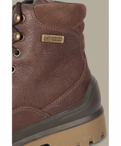 Greenock Womens Leather Waterproof Hiking Boots Brown $32.30 Footwear