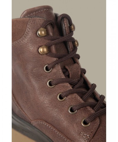 Greenock Womens Leather Waterproof Hiking Boots Brown $32.30 Footwear