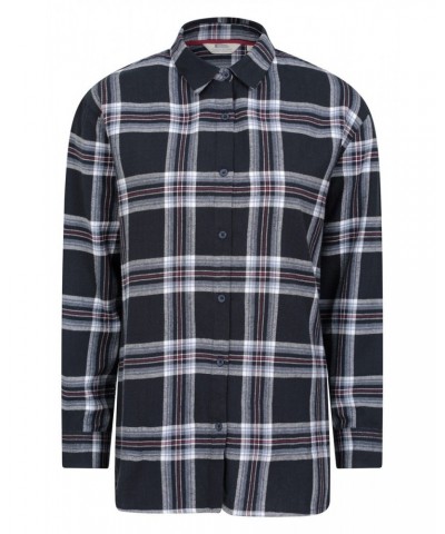 Billie Womens Check Oversized Shirt Navy $15.07 Tops