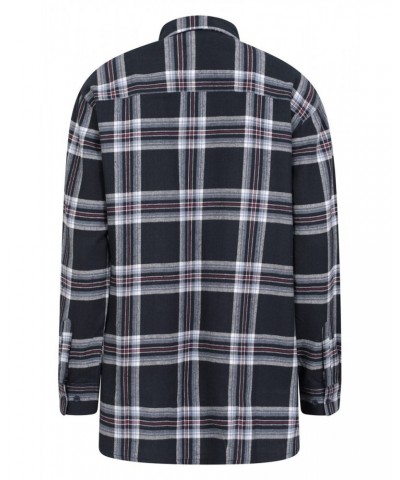 Billie Womens Check Oversized Shirt Navy $15.07 Tops