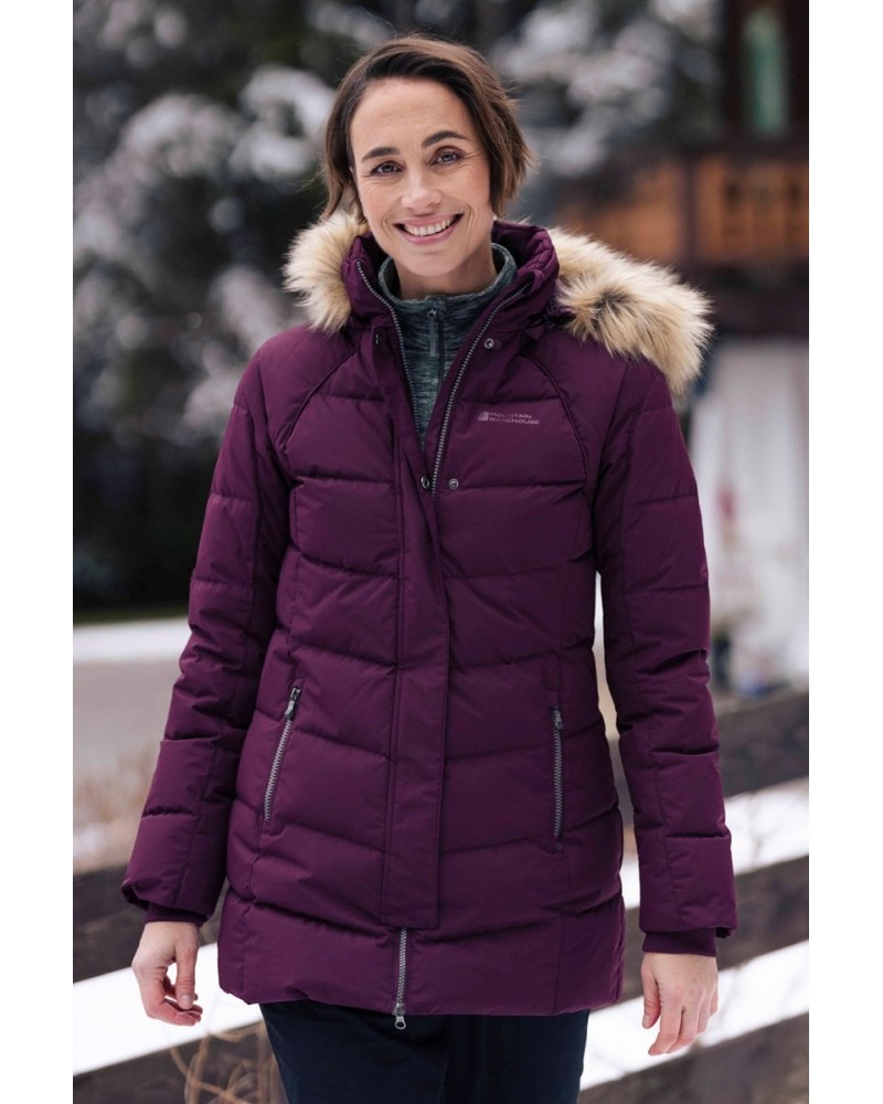 Isla II Womens Long Down Jacket Purple $44.00 Jackets