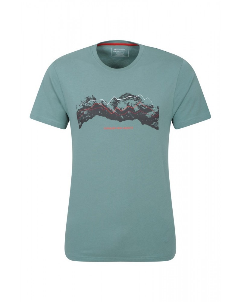 Tech Mountains Mens Organic T-shirt Pale Green $13.20 Tops