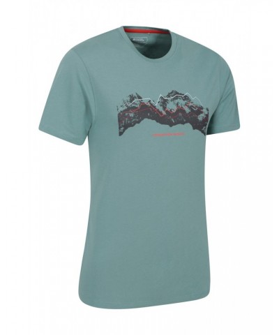 Tech Mountains Mens Organic T-shirt Pale Green $13.20 Tops