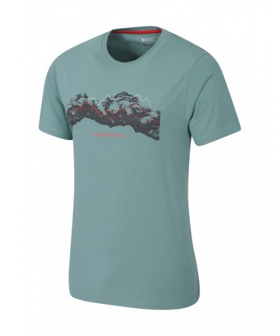 Tech Mountains Mens Organic T-shirt Pale Green $13.20 Tops