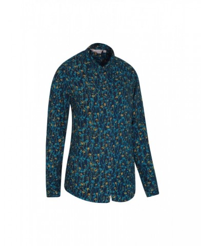 Daisy Womens Printed Long-Sleeve Shirt Blue $12.50 Tops