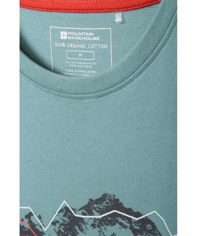 Tech Mountains Mens Organic T-shirt Pale Green $13.20 Tops