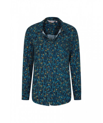 Daisy Womens Printed Long-Sleeve Shirt Blue $12.50 Tops