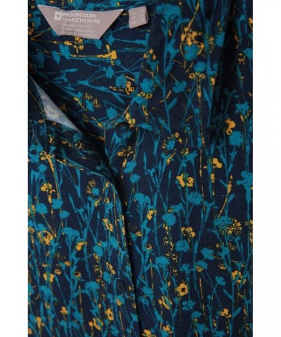 Daisy Womens Printed Long-Sleeve Shirt Blue $12.50 Tops