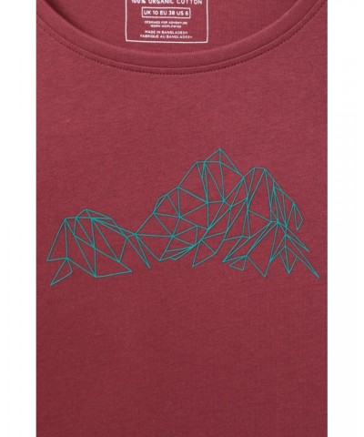 Geometric Mountains Womens Organic T-Shirt Berry $10.39 Tops