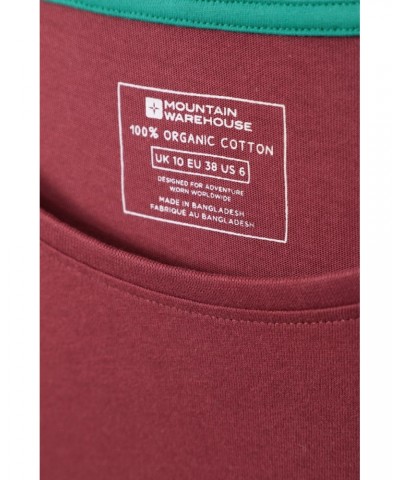 Geometric Mountains Womens Organic T-Shirt Berry $10.39 Tops