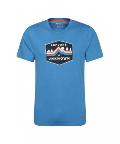 Explore The Unknown Mens Organic Cotton T-Shirt Blue $14.49 Tops
