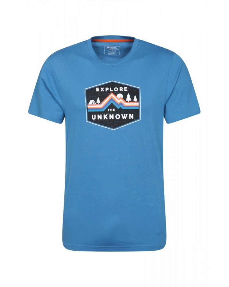 Explore The Unknown Mens Organic Cotton T-Shirt Blue $14.49 Tops