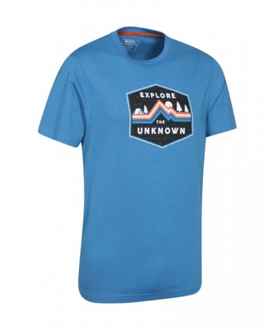 Explore The Unknown Mens Organic Cotton T-Shirt Blue $14.49 Tops