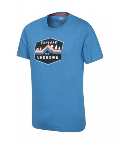 Explore The Unknown Mens Organic Cotton T-Shirt Blue $14.49 Tops