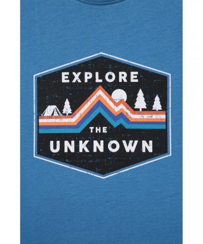 Explore The Unknown Mens Organic Cotton T-Shirt Blue $14.49 Tops