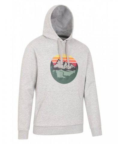 Circular Sunset Mountain Mens Graphic Hoodie Grey $15.84 Tops