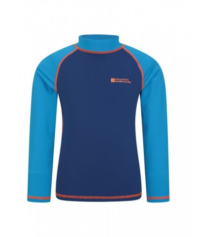 Kids Long Sleeved Rash Guard Blue $17.48 Tops