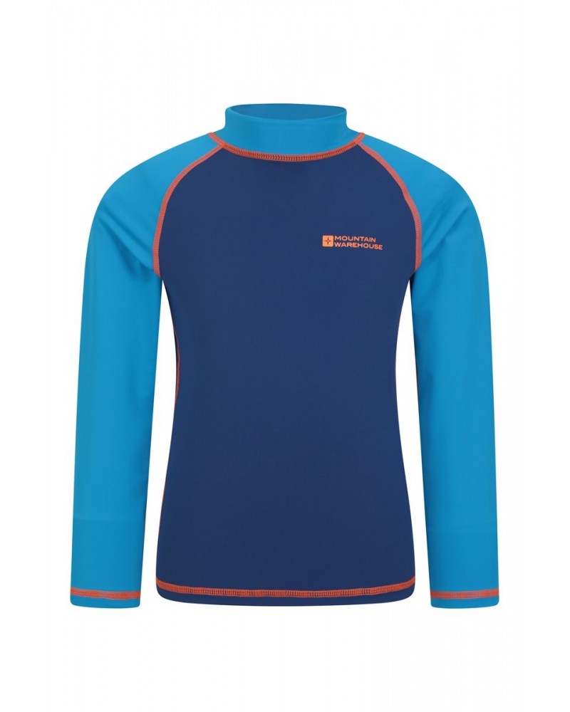 Kids Long Sleeved Rash Guard Blue $17.48 Tops