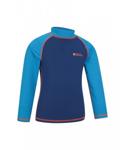 Kids Long Sleeved Rash Guard Blue $17.48 Tops