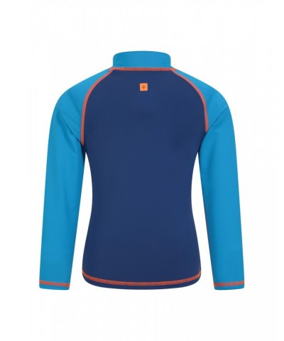 Kids Long Sleeved Rash Guard Blue $17.48 Tops