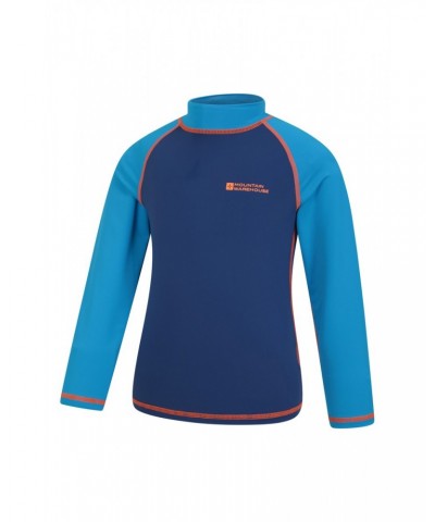 Kids Long Sleeved Rash Guard Blue $17.48 Tops