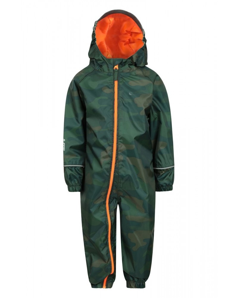 Puddle Kids Printed Waterproof Rain Suit Khaki $19.94 Babywear